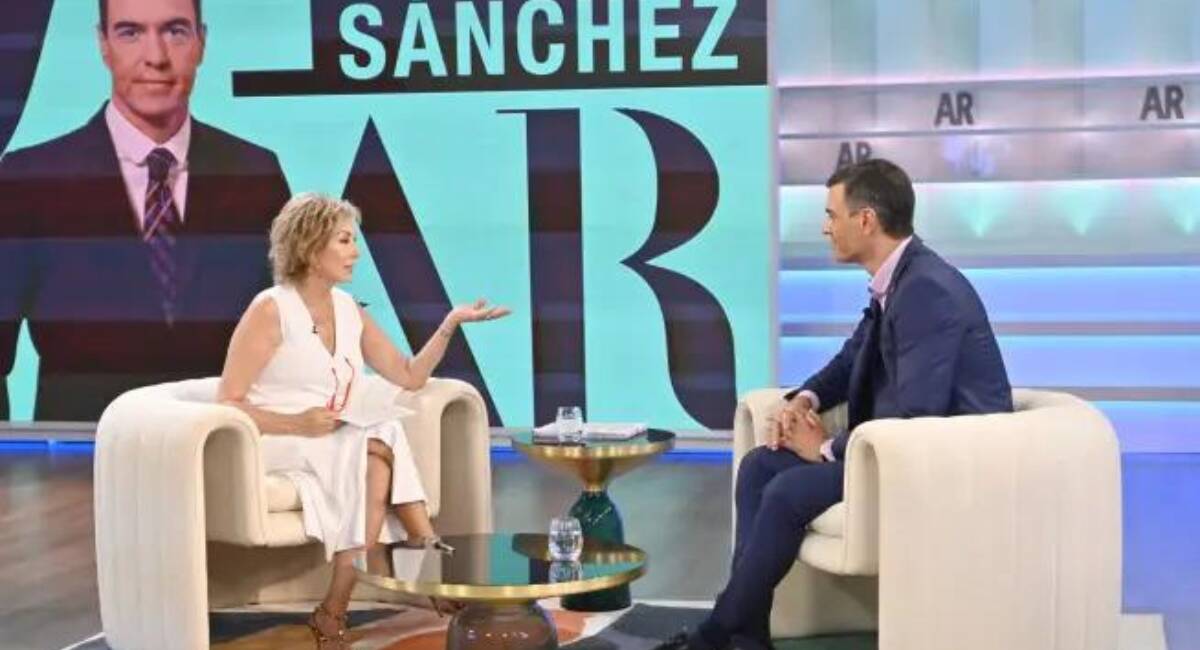 Pedro Sánchez durante la entrevista de hoy en el Programa de Ana Rosa. 