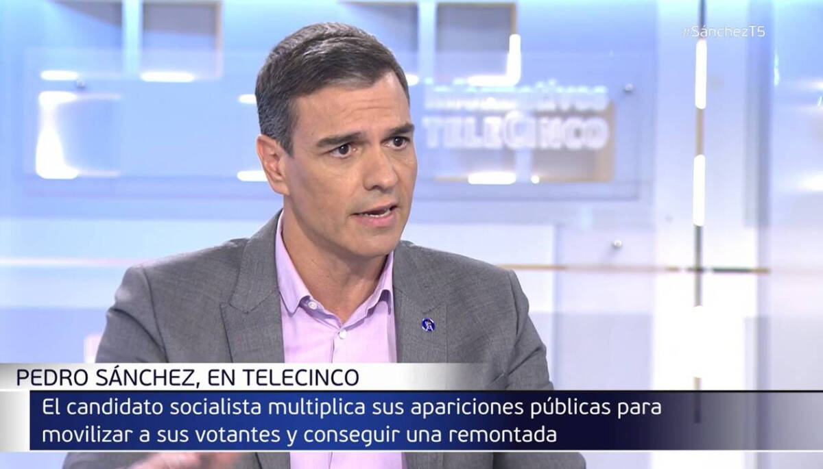 Pedro Sánchez en Informativos Telecinco.