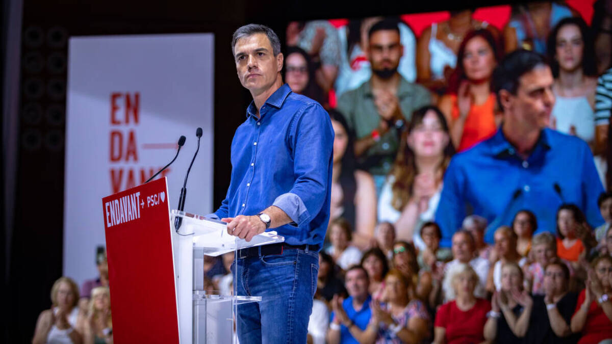 Pedro Sánchez, durante un mitin del PSOE en Barcelona.