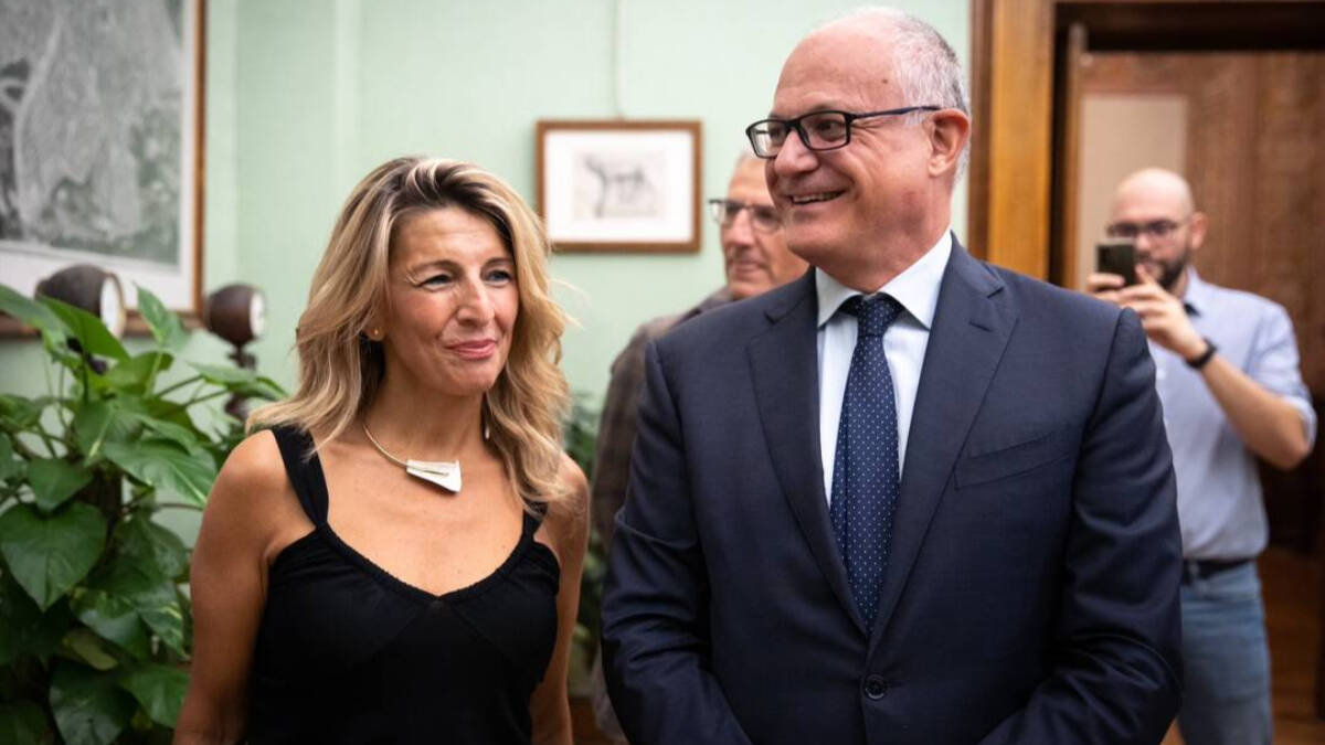 Yolanda Díaz en su visita al alcalde de Roma