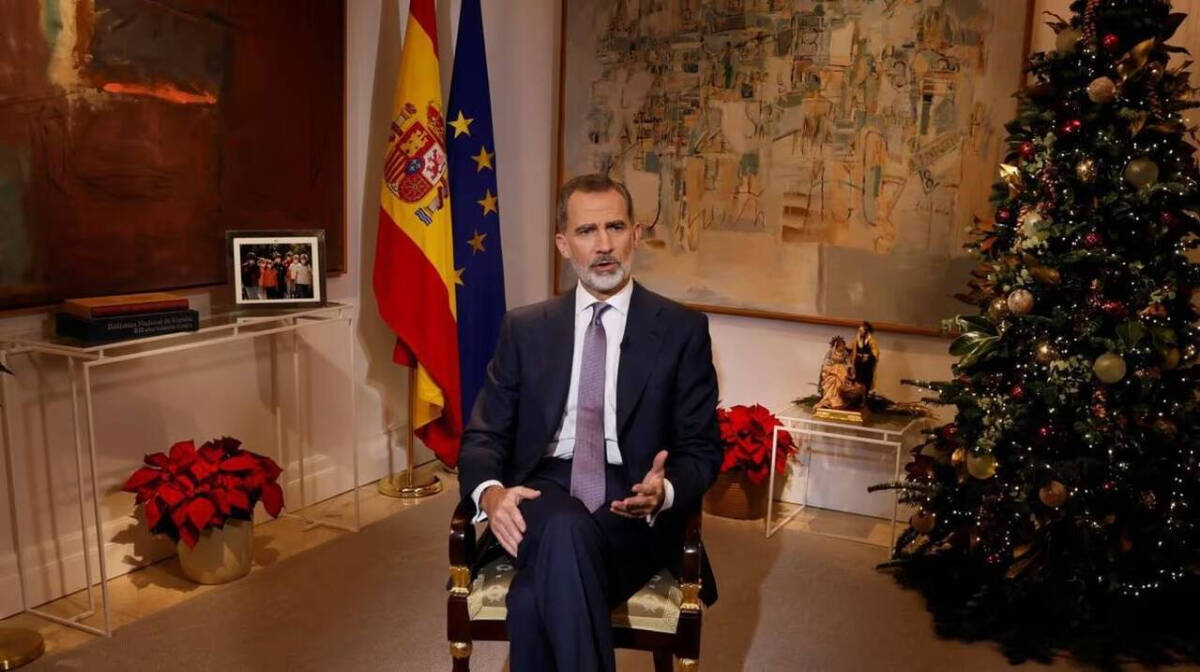 Felipe VI, Rey de España, durante su discurso de Navidad de 2023