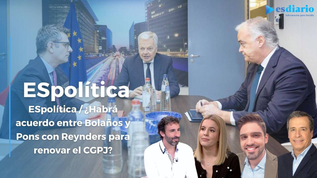 Al fondo de la imagen se ven al ministro Bolaños junto al 'popular' González Pons con Reynders
