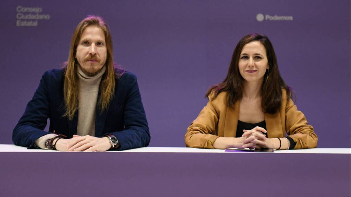 Belarra y Pablo Fernández, en el Consejo Estatal de Podemos de este viernes. 