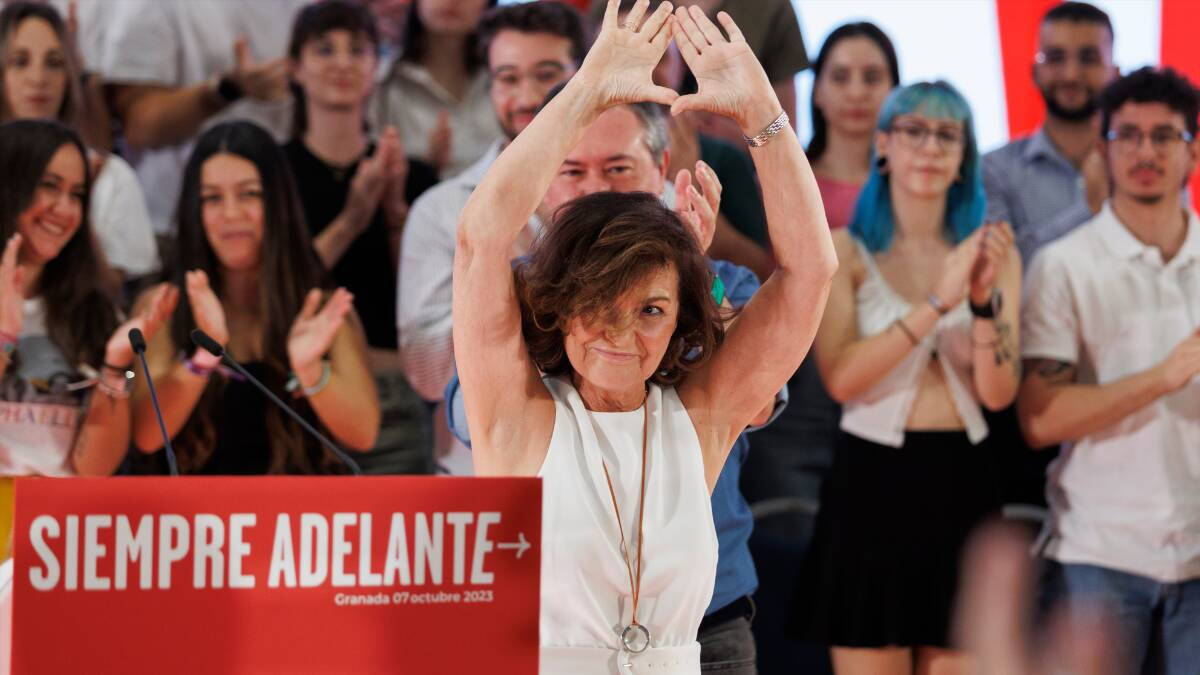 La diputada en el Congreso y ex vicepresidenta del Gobierno Carmen Calvo durante un acto del PSOE.