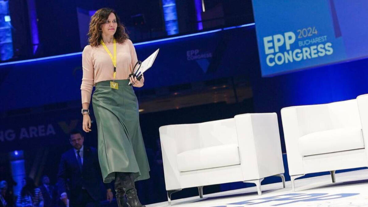 Isabel Díaz Ayuso en el congreso del PP europeo