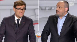 El candidato del PP catalán acorrala a Salvador Illa en un debate del que sale trasquilado