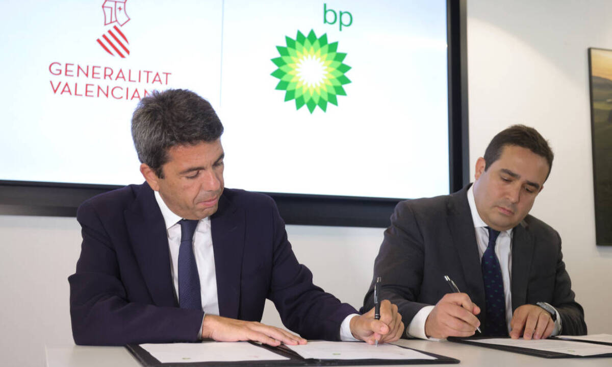El presidente de la Generalitat y el presidente de bp han firmado un acuerdo de intenciones entre el gobierno valenciano y la compañía energética para impulsar un hub de energía integrada en la Comunidad Valenciana
