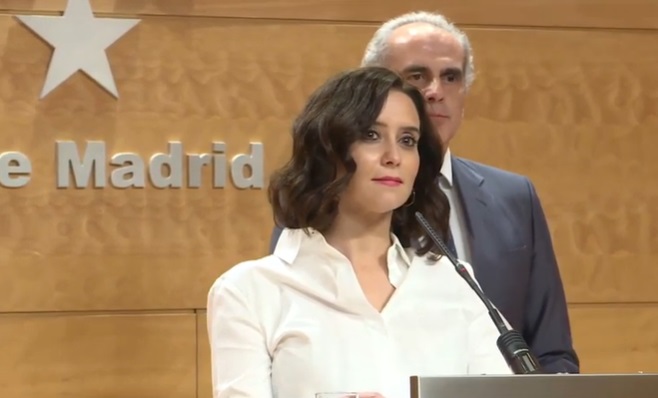 Isabel Díaz Ayuso durante la rueda de prensa