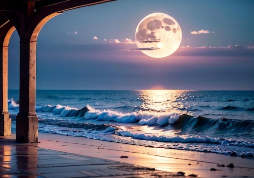 Ver la superluna en una playa