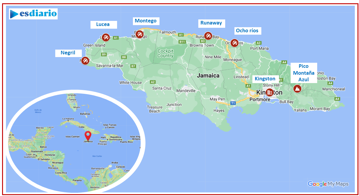 Mapa Jamaica  - Victoria Peñalver - Esdiario.com