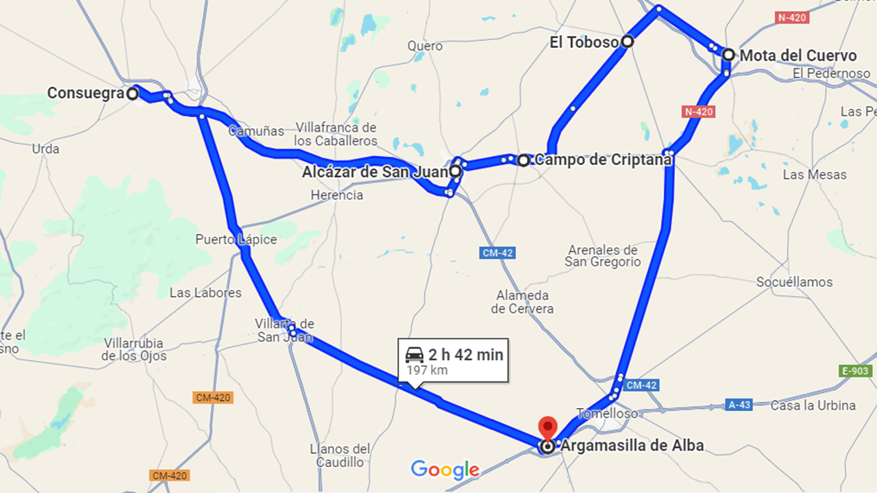 Recorrido por La Mancha - Google Maps - Victoria Peñalver