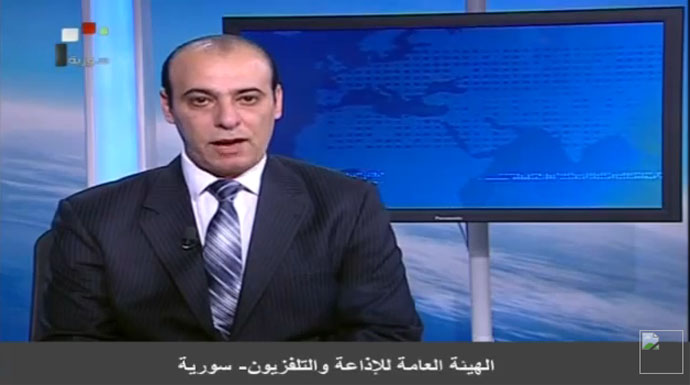 El informativo de la televisión siria deja lugar a pocas dudas...