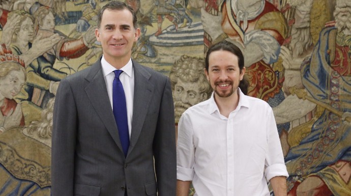 El Rey y Pablo Iglesias durante su reunión de este viernes.