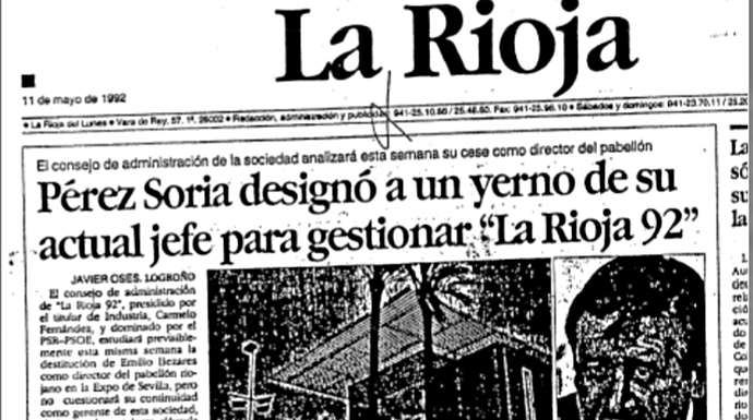 Un diario riojano hablaba, en mayo de 1992,  de las irregularidades del padre del dirigente de Ciudadanos y socio en su empresa. 