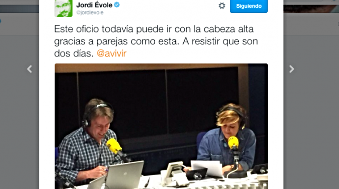 El tuit de Évole respaldando a Javier del Pino.
