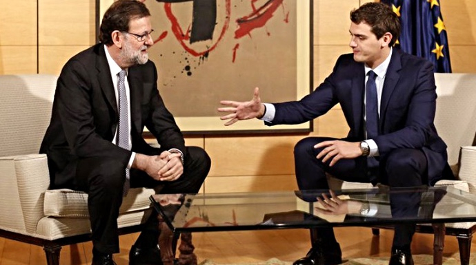 Mariano Rajoy y Albert Rivera durante su última reunión formal en el Congreso.