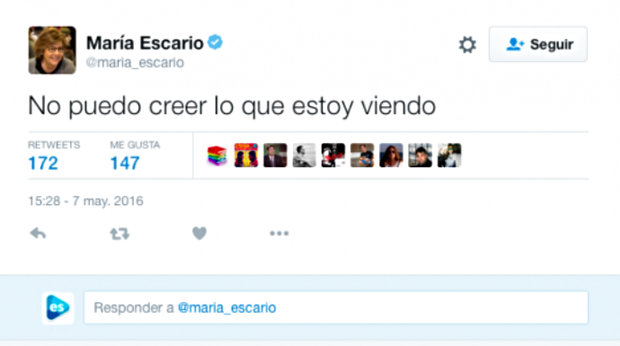 El tuit indignado de María Escario. 