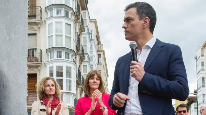 Pedro Sánchez, en un acto preelectoral del PSOE