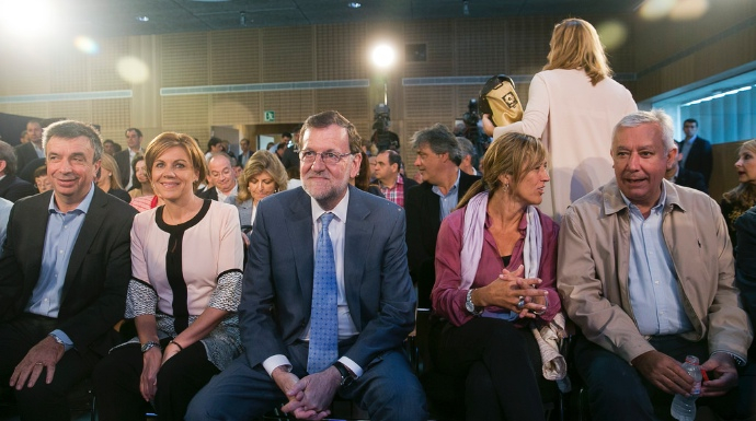 Rajoy durante la clausura de un acto de precampaña en Palma de Mallorca