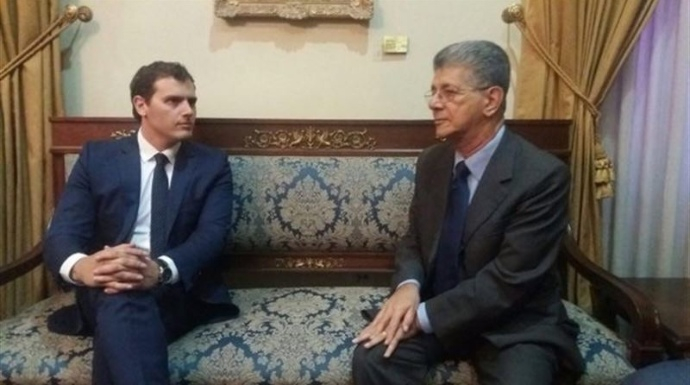 Albert Rivera con el presidente de la Asamblea Nacional de Venezuela, Henry Ramos Allup