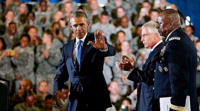 Obama, durante la visita a una base militar en Estados Unidos