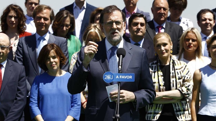 Rajoy, este martes, durante la presentación de la candidatura del PP por Madrid