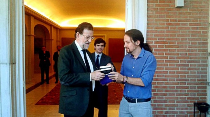 Rajoy, en un encuentro con Pablo Iglesias, en un encuentro en La Moncloa
