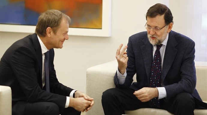 El presidente de la Comisión, Donald Tusk, este martes con Mariano Rajoy
