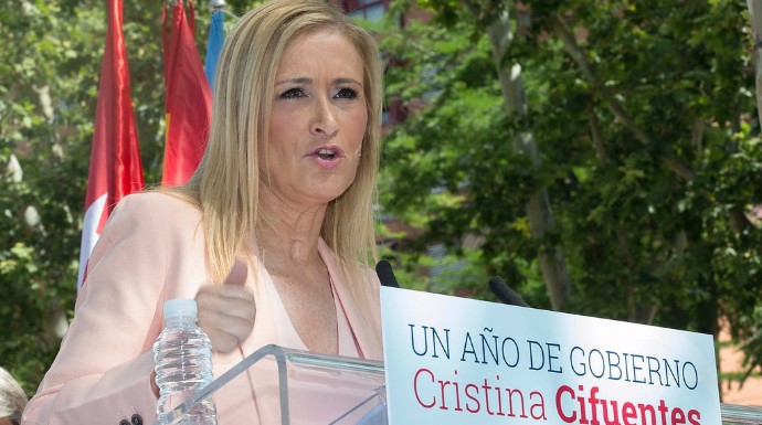 Cristina Cifuentes, este miércoles, en el acto del primer año de su gobierno en Madrid