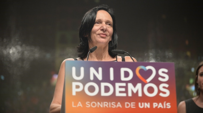 Carolina Bescansa, en un mítin de Podemos 