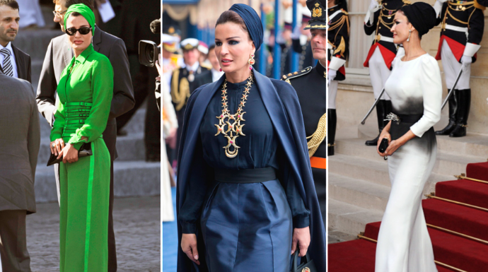 La exjequesa de Qatar aprovecha sus apariciones publicas para promocionar sus firmas de moda.