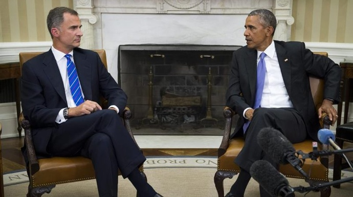 El Rey Felipe VI y Barak Obama, en el Salón Oval de la Casa Blanca