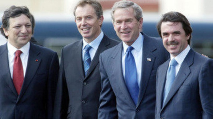 Durao Barroso, Blair, Bush y Aznar, en las Azpres