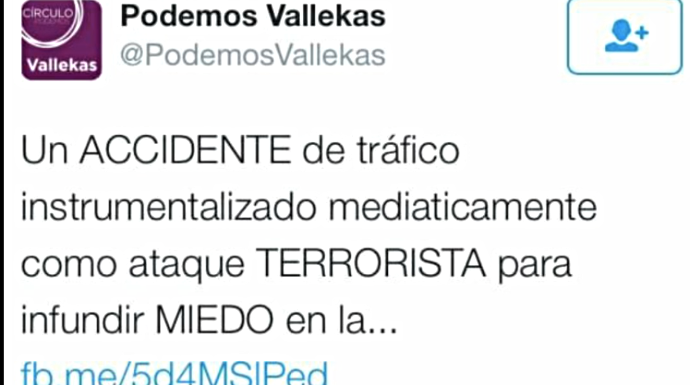 El lamentable tuit de Podemos Vallekas.