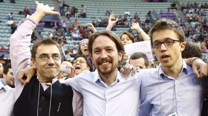 Juan Carlos Monedero, Pablo Iglesias e Íñigo Errejón. 