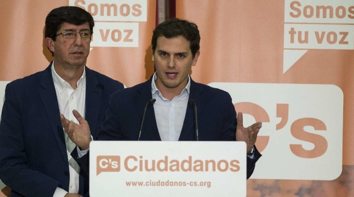 Albert Rivera, junto a líder de Ciudadanos en Andalucía, Juan Marín