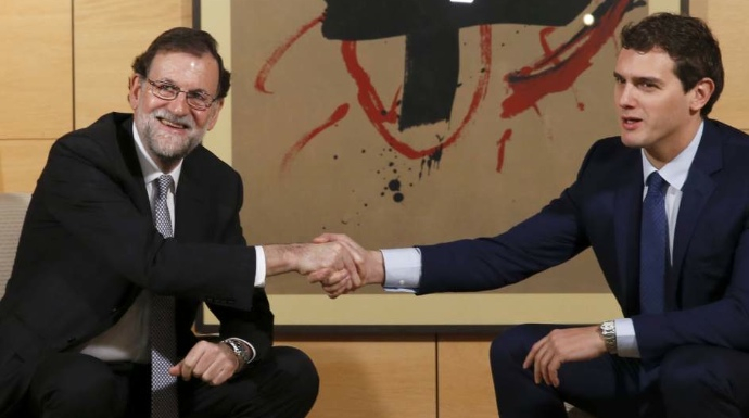 Rajoy y Rivera en una de sus reuniones antes de sellar su acuerdo de investidura