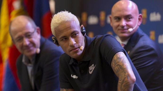 Neymar en el acto de presentación de uno de los patrocinadores principales el Barça: Gillette.