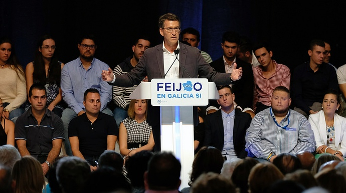 El presidente de la Xunta, Alberto Nuñez Feijóo, en un acto de la campaña
