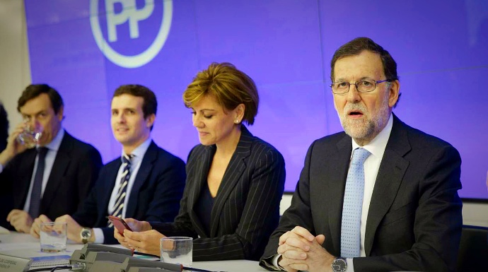 Hernando, Casado, Cospedal y Rajoy en una junta del PP.