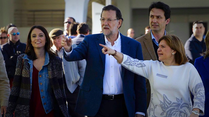 Levy, Mariano Rajoy e Isabel Bonig, en un acto en la Comunidad Valenciana.