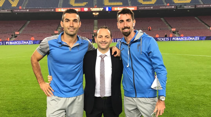 Isaac Cuenca y David Barral en el Camp Nou. (Instagram)