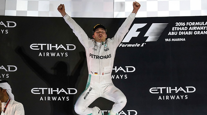 Nico Rosberg, celebrando su victoria en el Mundial de Fórmula 1