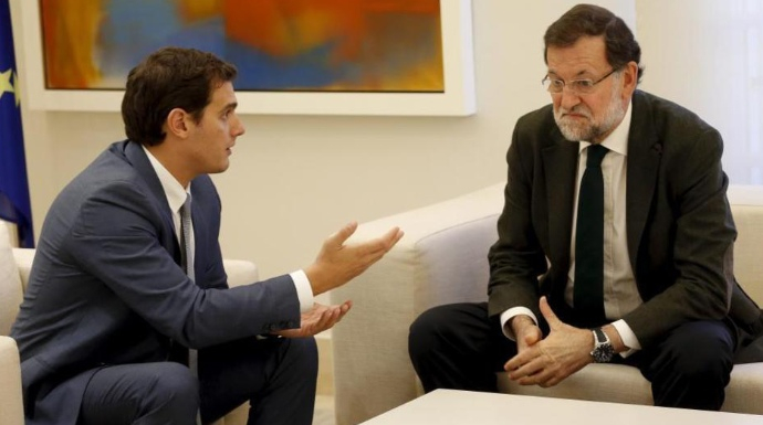 Albert Rivera y Mariano Rajoy, en una de sus entrevistas en el Congreso.