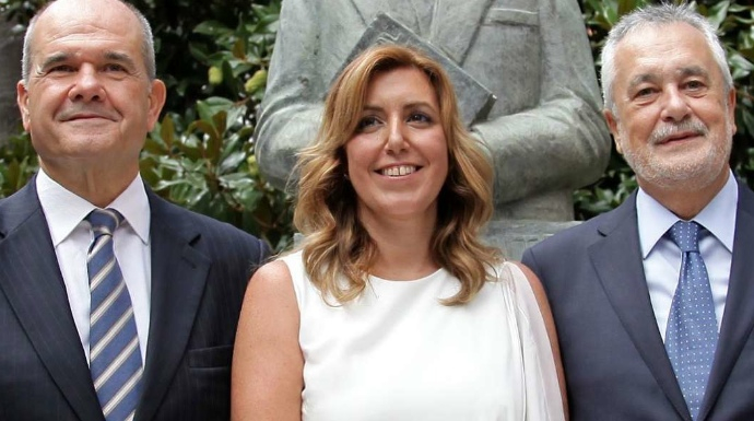 Susana Díaz, entre Manuel Chaves y José Antonio Griñan.