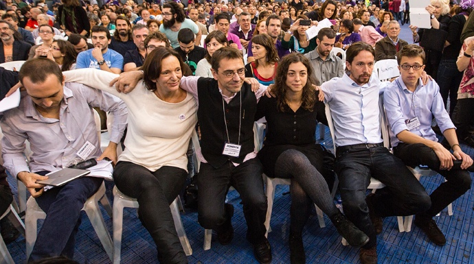 Imagen de la unidad en el primer congreso de Podemos, en Vistalegre.
