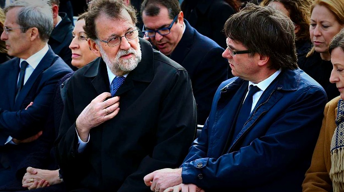 Mariano Rajoy y Carles Puigdemont, durante un acto en Cataluña.