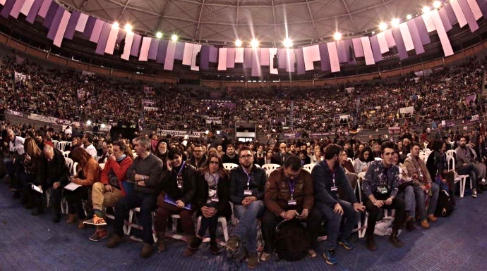 imagen de Vistalegre poco después de comenzar la Asamblea de Podemos.