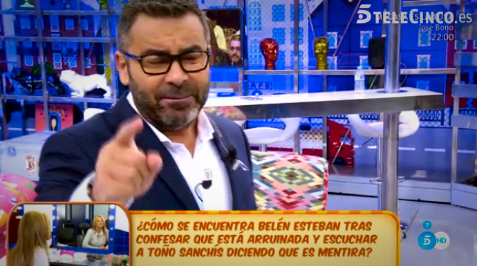 Un momento de la "bronca" de Jorge Javier Vázquez a la dirección de Telecinco.