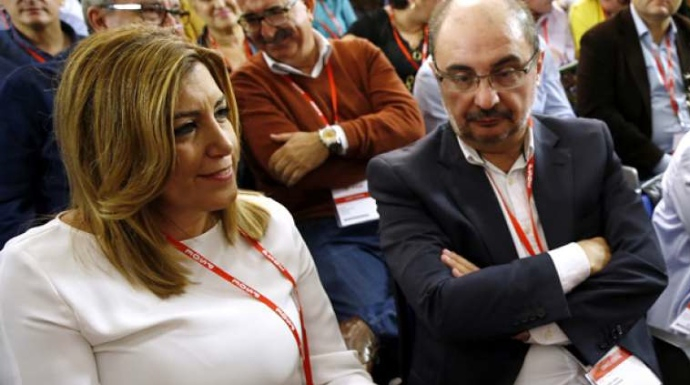 Susana Díaz, junto al presidente de Aragón y del PSOE regional, Javier Lambán.
